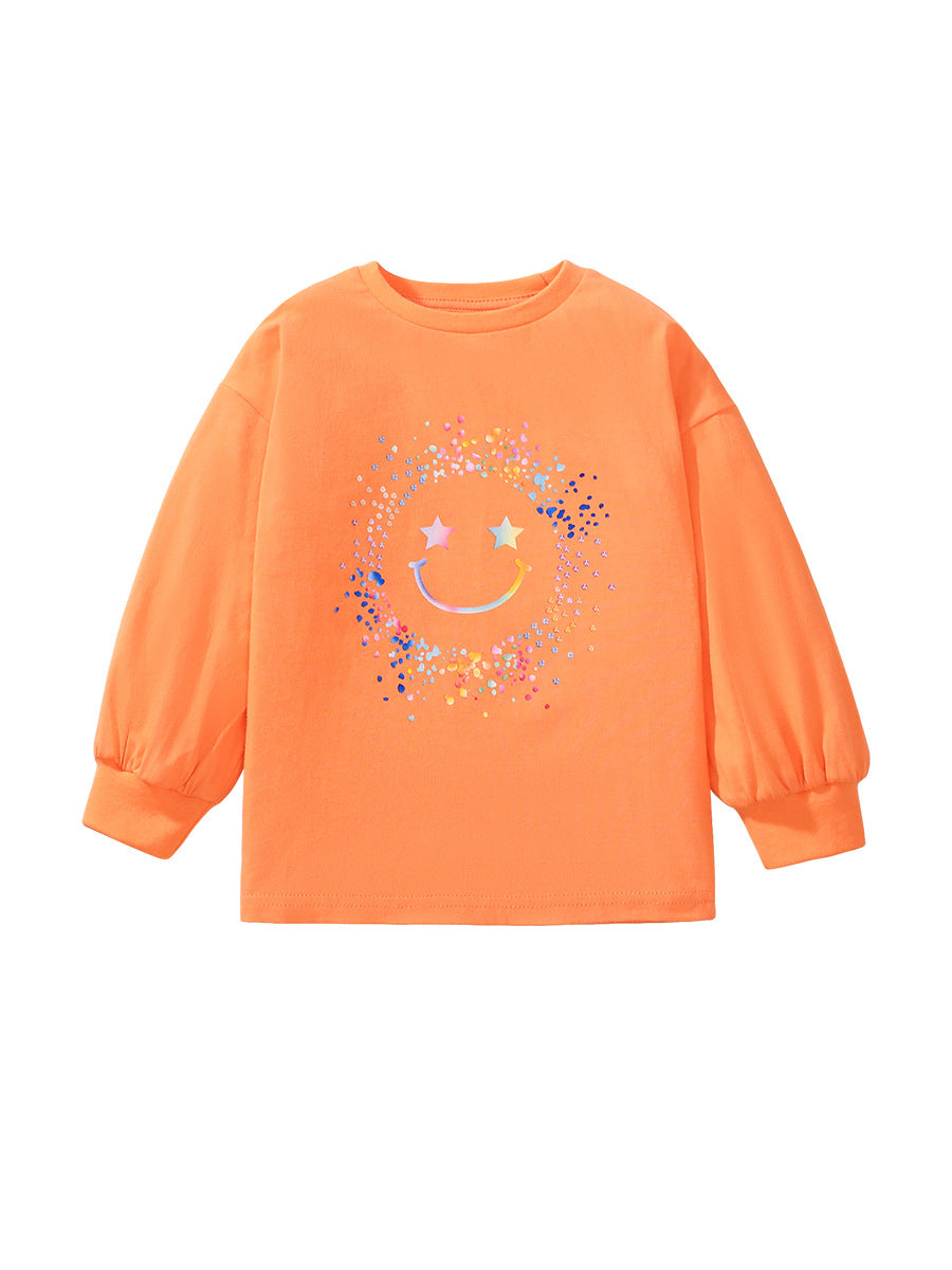 Arrival Autumn Girls’ Aesthetic Smiling Face Pattern Long Sleeves T-Shirt In European And American Style For Summer - Image 6