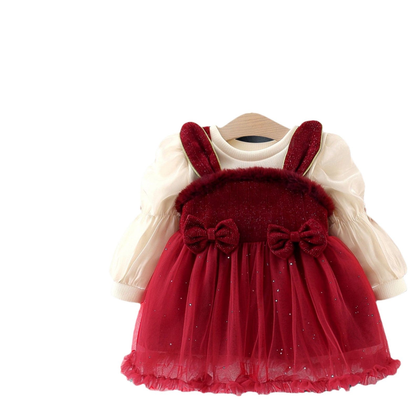 Autumn and Winter Arrival Baby Girls Long Sleeves Crew Neck Top and Rabbit Design Dress - Image 7