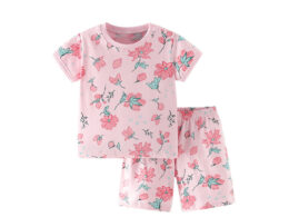 Summer Baby Kids Flowers Pattern T-shirt and Shorts Clothing Set for Girls