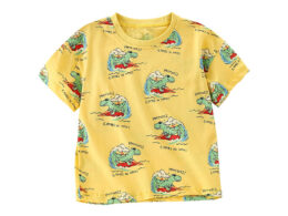 Boys’ Cartoon Dinosaur Pattern Short Sleeves T-Shirt In European And American Style For Summer