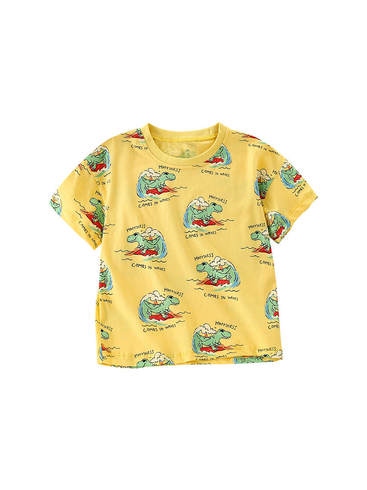 Boys’ Cartoon Dinosaur Pattern Short Sleeves T-Shirt In European And American Style For Summer - Image 9