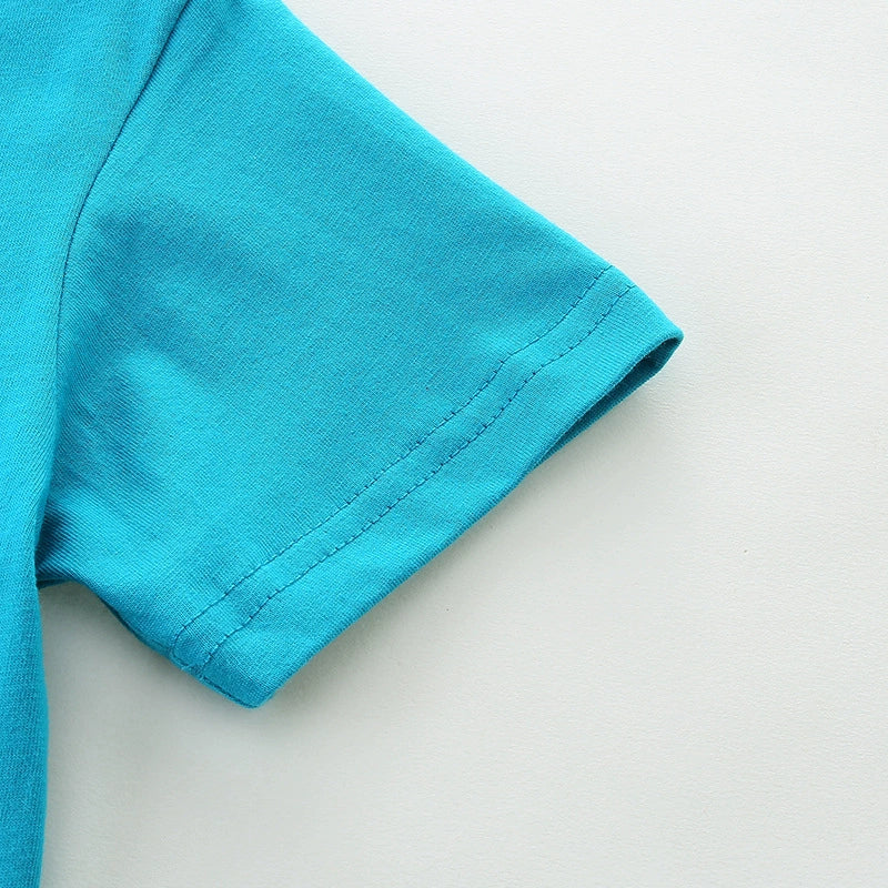 Summer Boys’ Rocket and Stars Cartoon Pattern T-shirt in European and American Style - Image 5