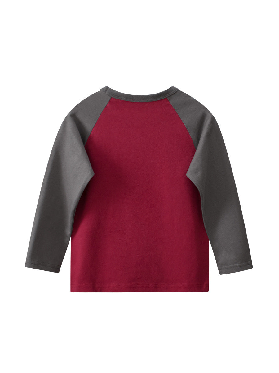 Autumn Arrival Kids Girls Cartoon Print Crew Neck Long Sleeves Color Patchwork Shirt - Image 4