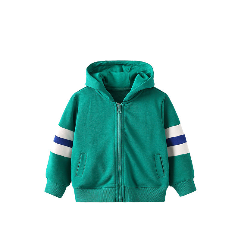 Arrival European and American Style Kids’ Hooded Zip-up Coat with Striped Long Sleeves - Image 7