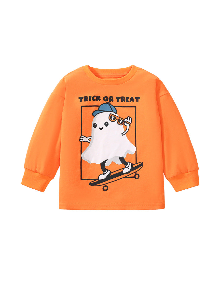 Arrival Autumn Kids’ Long Sleeves Little Ghost Pattern T-Shirt In European And American Style For Summer - Image 9