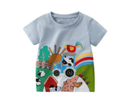 Summer Boys’ Cartoon Animals and Farm Pattern T-shirt in European and American Style