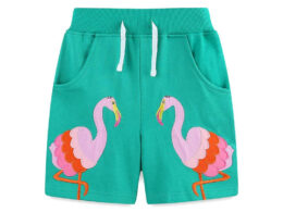 Summer Arrival Baby Kids Girls Cotton Casual Style Flamingo Cartoon Pattern Shorts