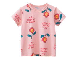 Baby Girl Floral Print Short-Sleeved Cotton Tops & T-Shirts