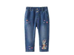 Arrival Autumn Baby Kids Girls Colorful Flowers Pattern Denim Pants