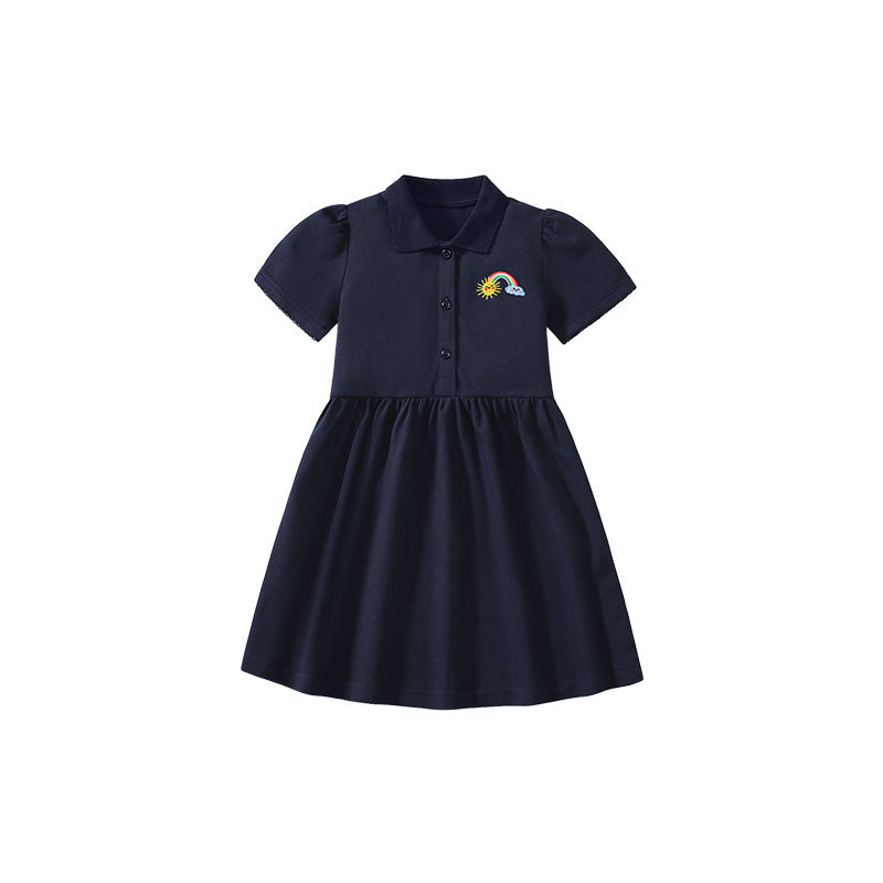 Summer Arrival Rainbow Pattern Short Sleeves Polo Dress for Stylish Girls - Image 5