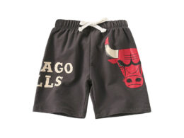 Hot Selling High Quality Boys’ Grey Soft Cotton Fierce Bull Pattern Summer Shorts