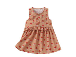 Summer Arrival Flowers Pattern Sleeveless Crew Neck Dress for Stylish Girls