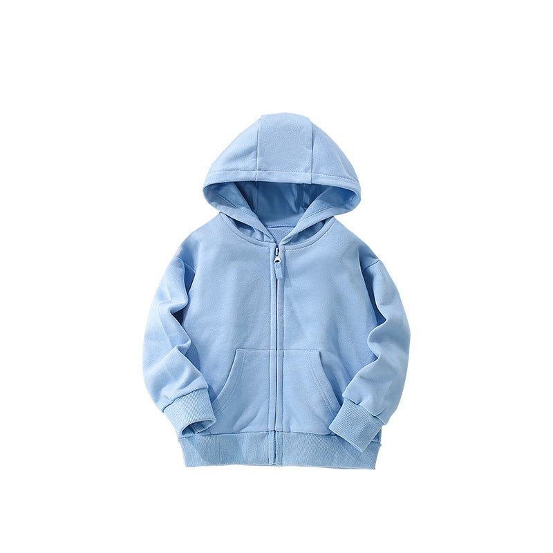 Arrival European and American Style Girls’ Hooded Zip-up Solid Color Coat with Long Sleeves - Image 5