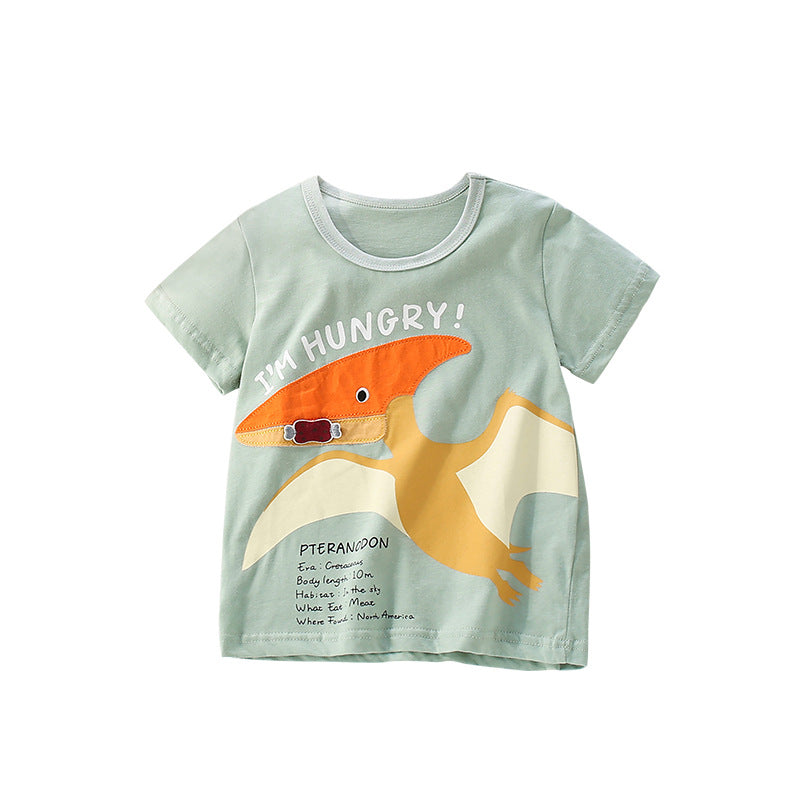 Summer Boys’ Monsters Cartoon Pattern T-shirt in European and American Style - Image 6