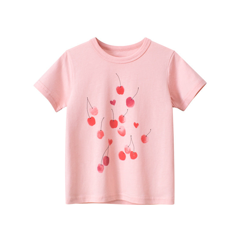 Baby Girl Fruit Pattern Solid Color Short Sleeve T-Shirt - Image 9