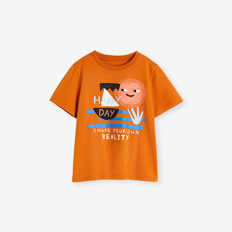 Round Neck Happy Day Cartoon Boys’ T-Shirt In European And American Style For Summer - Image 5