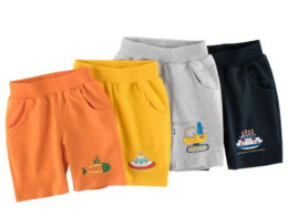 Baby Boy Cartoon Print Pattern Casual Mid Pants With Pockets