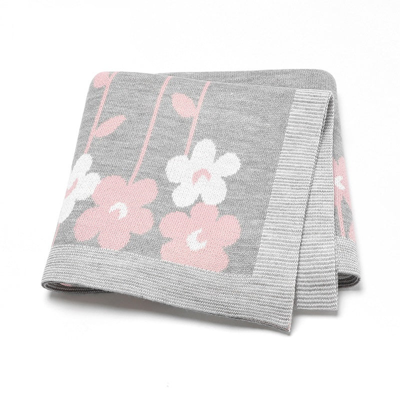 Knitted Beautiful Flower Soft Baby Blanket, Perfect For Newborn Boys And Girls - Image 9