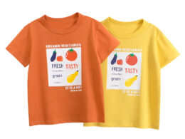Summer Girls’ Fruits and Letters Pattern Printed T-shirt in European and American Style