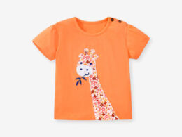 Girls’ Clothing Summer Collection – Floral Giraffe Pattern Children’s T-Shirt