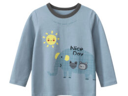 Autumn Baby Boys Letters and Animals Print Long Sleeves Crew Neck Base Top Shirt