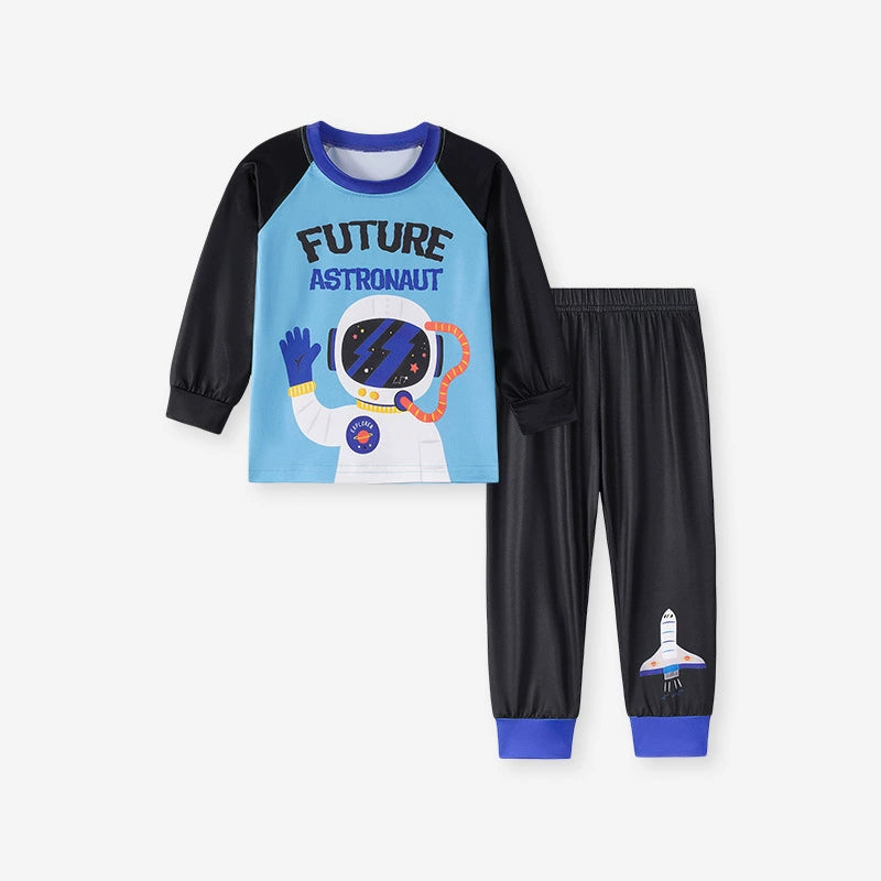 MyKids-USA Spring and Autumn Baby Boys Astronaut Cartoon Pattern Long Sleeves Casual Pajama Set - Image 10