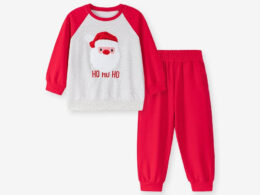 Spring and Autumn Boys Christmas Cartoon Pattern Long Sleeves Color Patchwork Sweatshirt and Pants Clothing Set