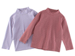 Autumn Baby Kids Girls Striped Long Sleeves Turtle Neck Top Pullover