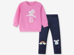 Spring and Autumn Girls Animals Cartoon Pattern Long Sleeves Pullover and Pants Clothing Set