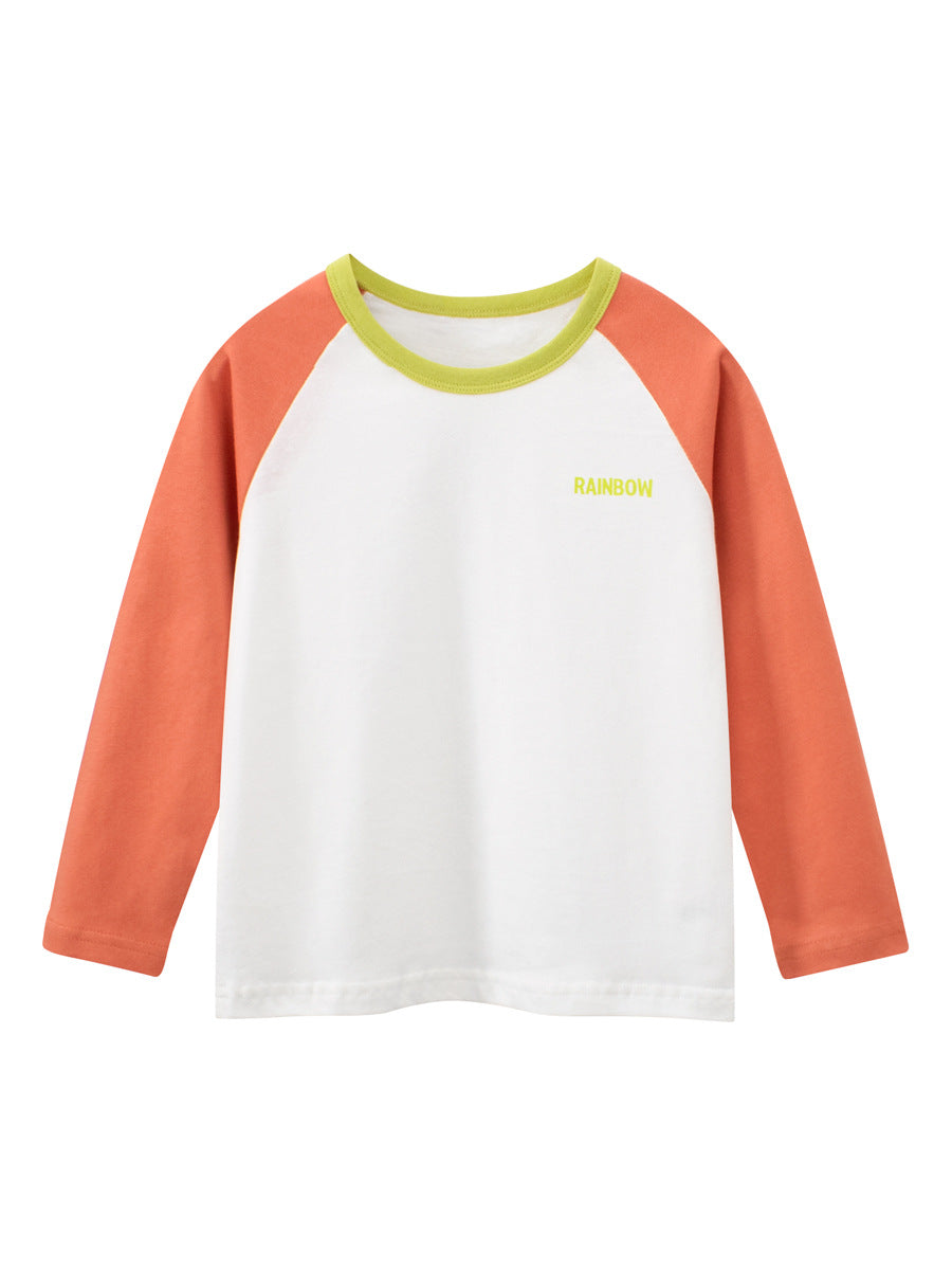 Autumn Baby Kids Girls Letters Pattern Print Long Sleeves Crew Neck Color Patchwork Top Shirt - Image 13