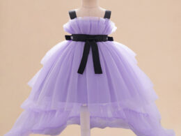 Summer Baby Kids Girls Princess Sleeveless Ribbon Butterfly Bow Tailcoat Tulle Dress
