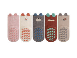 Autumn Baby Unisex Breathable Cartoon Pattern Color Patchwork Anti-slip Socks