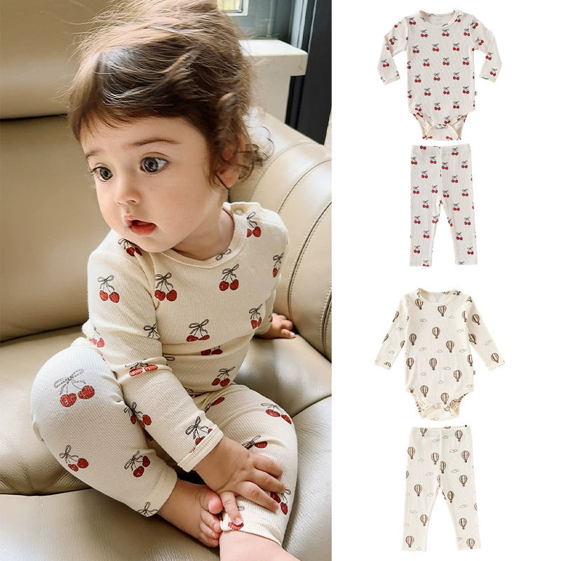 Autumn Arrival Baby Unisex Long Sleeves Casual Pattern Crew Neck Onesies and Pants Clothing Sets - Image 3