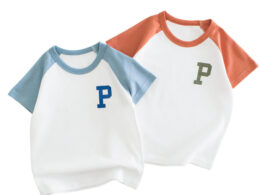 Letter Printing Boys’ Patchwork T-Shirt In European And American Style For Summer