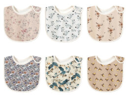 Baby Floral Print Covered Button Design Water Absorbing Bibs