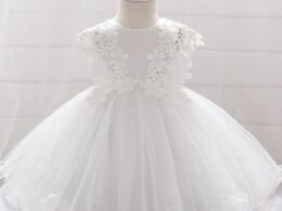 Baby Girl Floral Patched Graphic Mesh Tutu Dress Birthday Baptism Dress