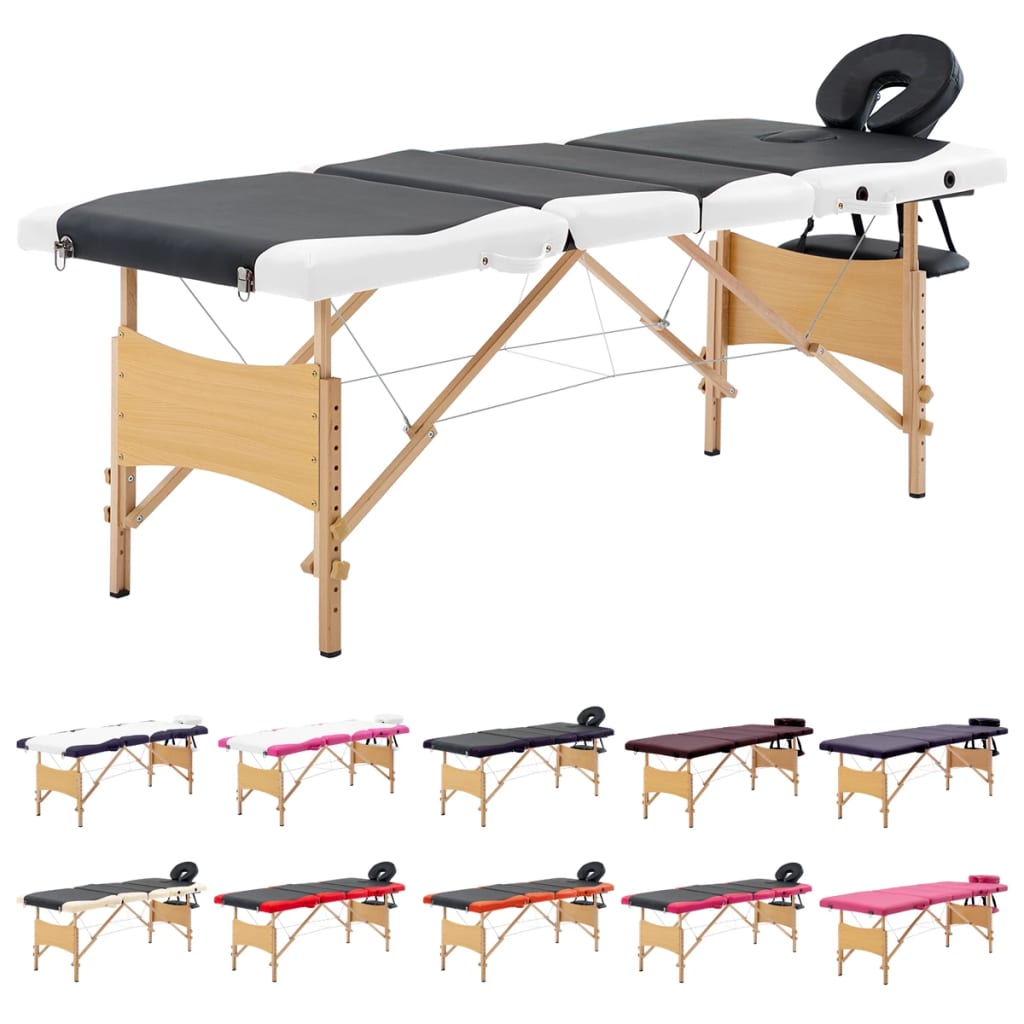 vidaXL Massage Table Foldable Massage Bed Salon Therapy Table 4 Zones Wood - Image 8