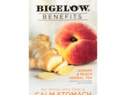 Bigelow Benefits Ginger & Peach Herbal Tea 18 Tea Bags (Pack of 6 Boxes)