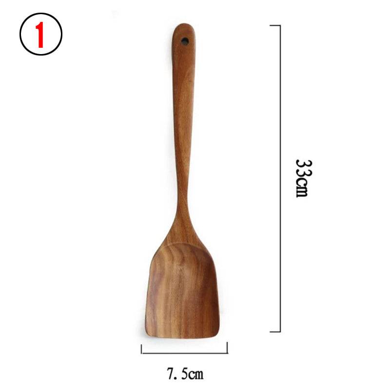 Teak Natural Thai Wood Tableware Spoon Ladle Turner Kitchen Tool Set - Image 6