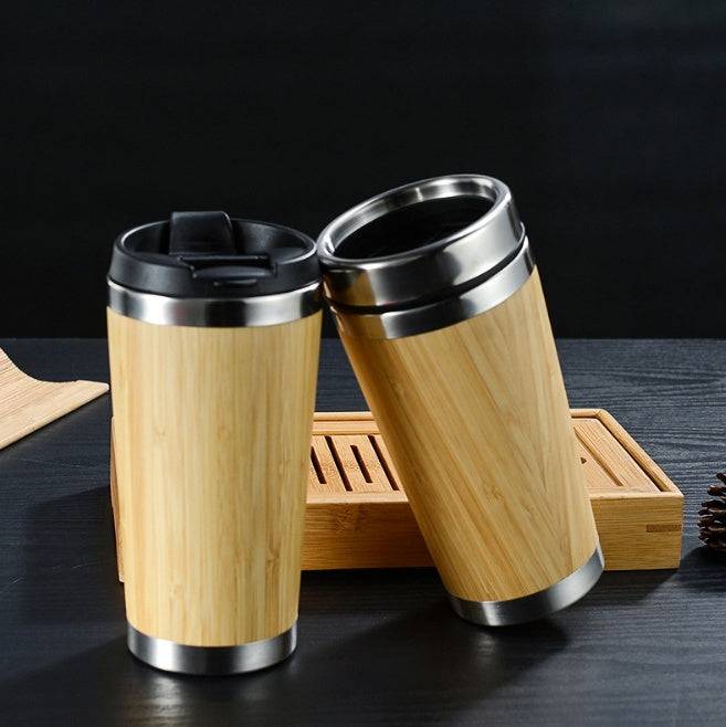 Leakproof Bamboo Travel Mug | 14oz Thermal Insulating Eco Coffee Cup