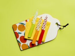 3 Piece Printed Knife Set with Sheaths, Fresh Fruit