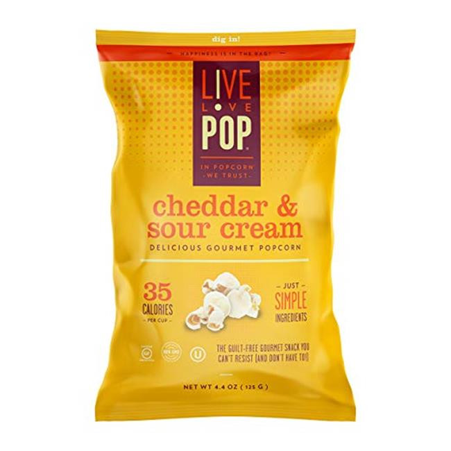 Live Love Pop Cheddar & Sour Cream Pop Corn 4.4 oz (Pack of 12)