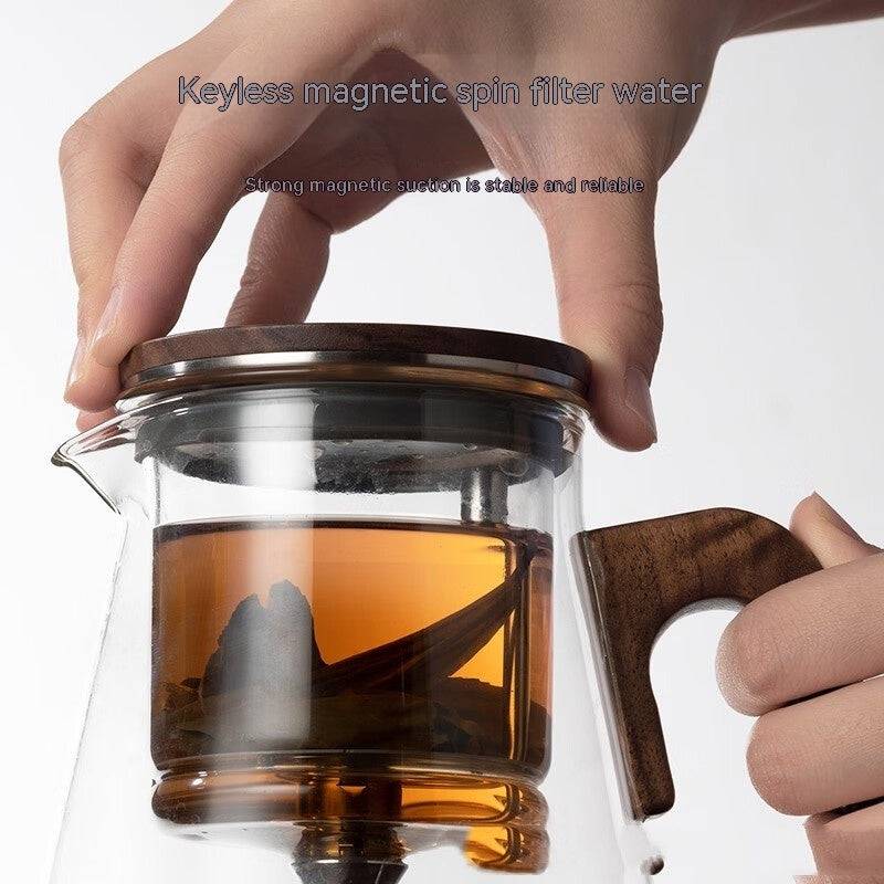 One-Click Filtering Walnut Full Glass Liner Teapot | Elegant Brewing Solution - Image 3
