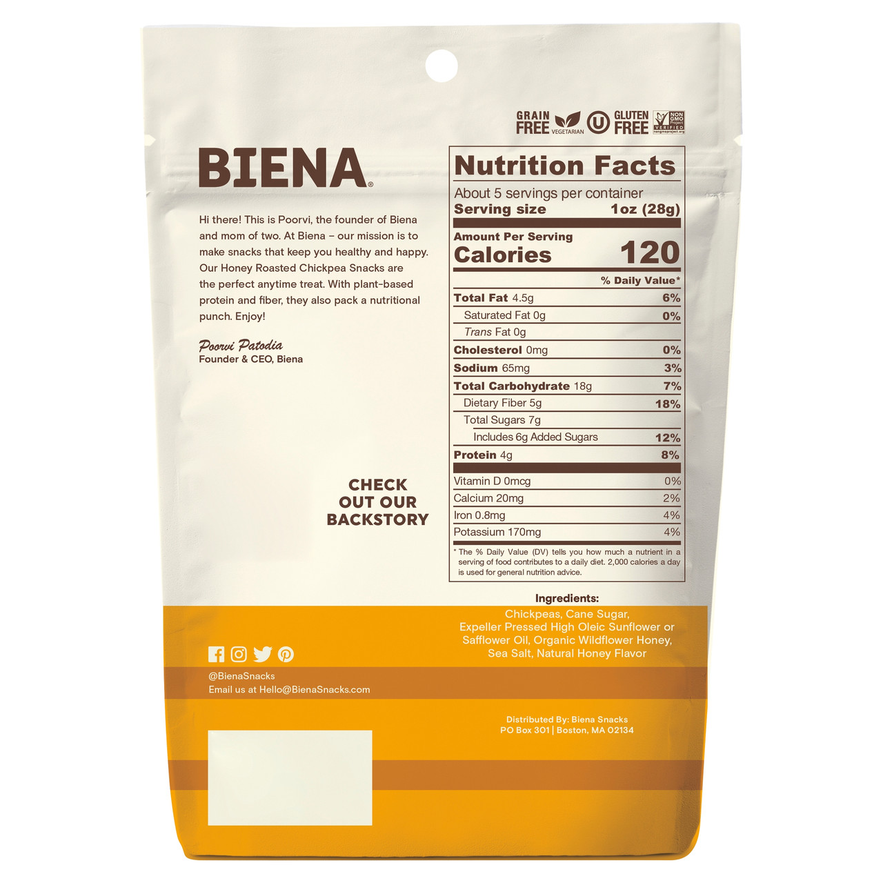 BIENA CHKPEA SNK HNY RST ( 8 X 5 OZ ) - Image 2