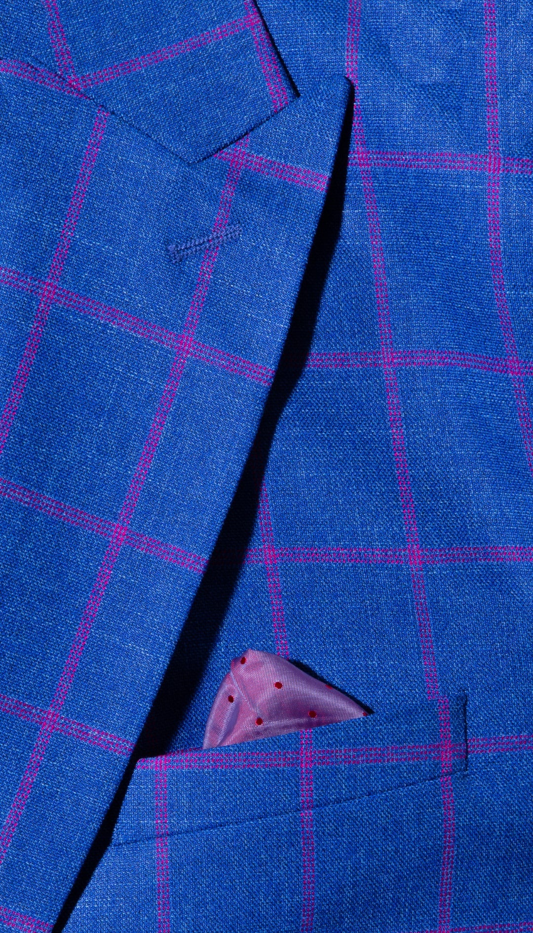 The Kingston Mens Blue Checker Slim Fit 3 Piece Suit - Image 5