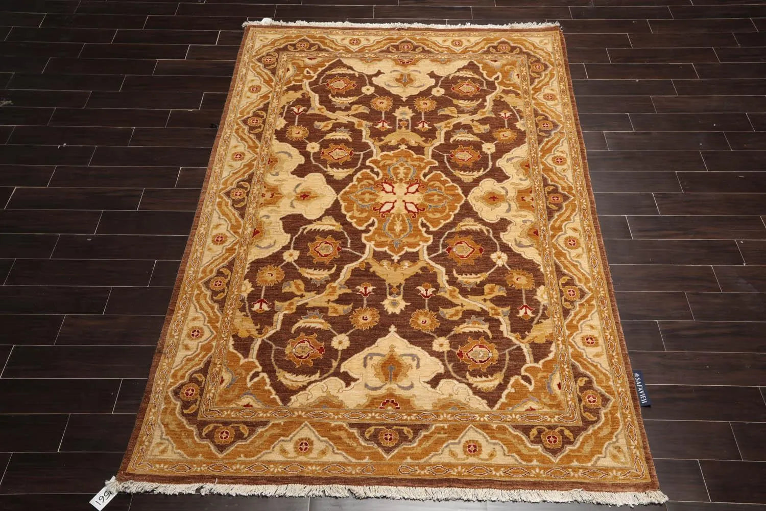 6'1''x9'3'' Hand Knotted 100% Wool Peshawar Traditional Oriental Area Rug Brown, Beige Color - Image 4