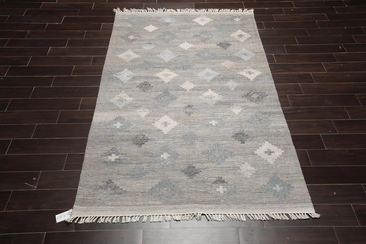 5' x 8' Indoor OutdoorHand Woven 100% Recycled PET Yarn Modern Kilim Area Rug Gray - Image 2