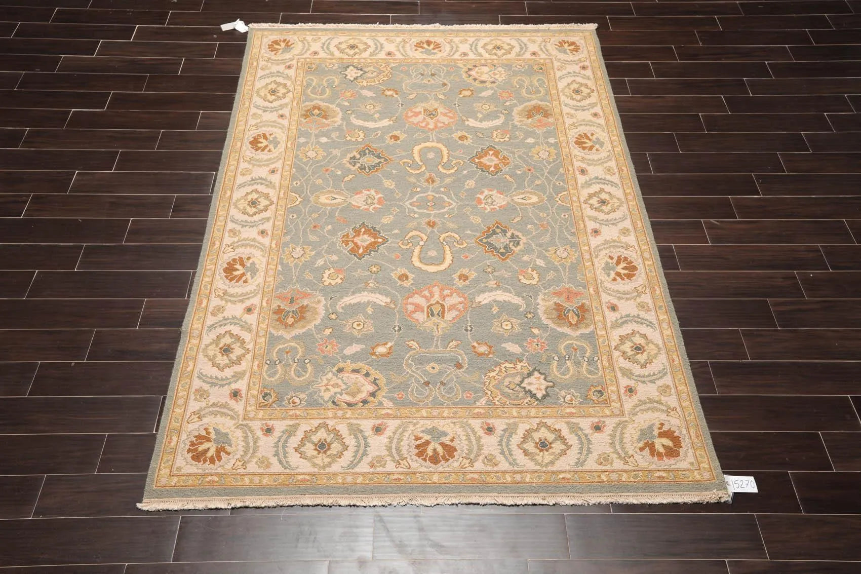 6'1'' x 9' Hand Knotted Wool Oushak Traditional Area Rug Slate - Image 2