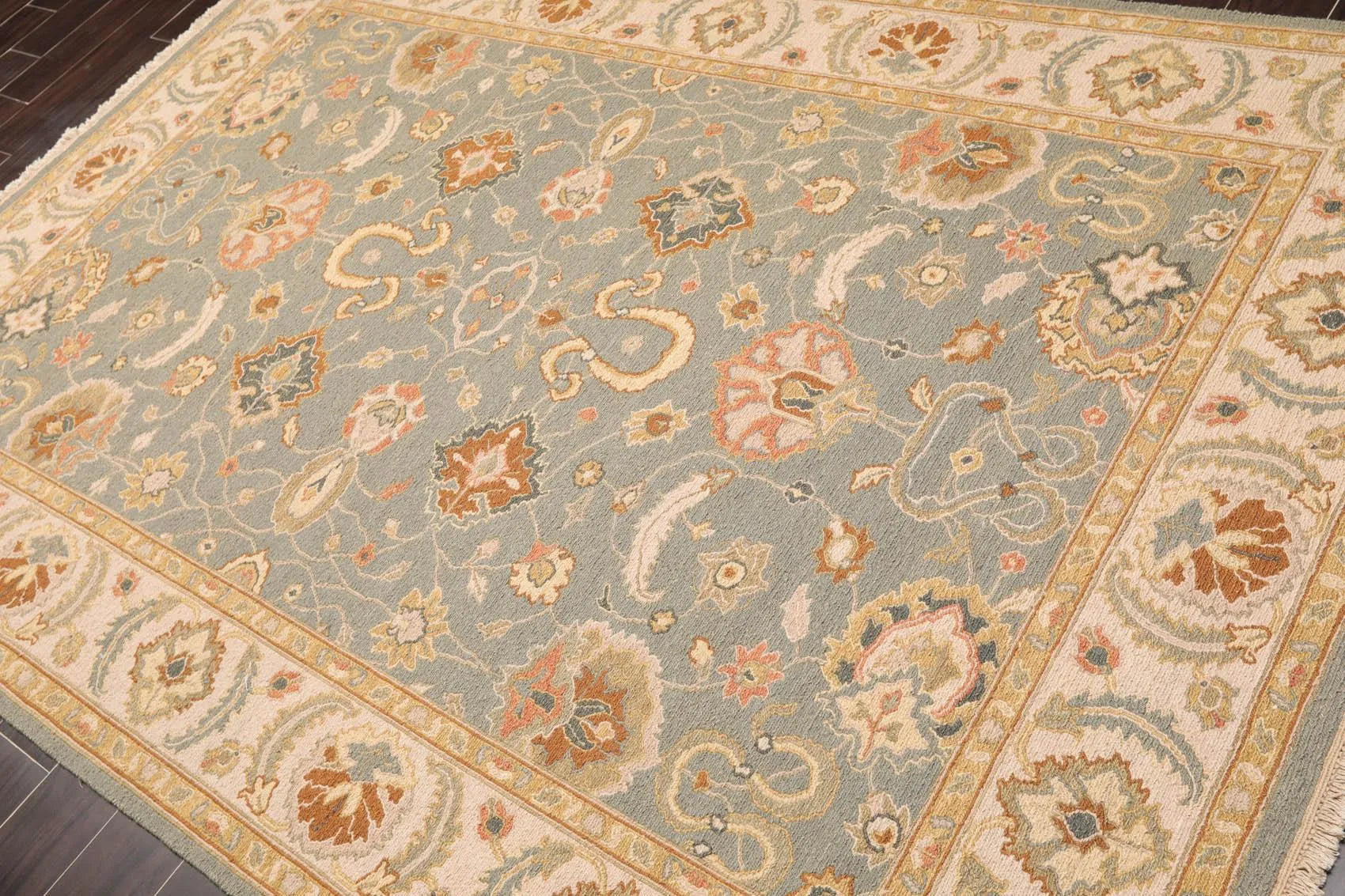 6'1'' x 9' Hand Knotted Wool Oushak Traditional Area Rug Slate - Image 3