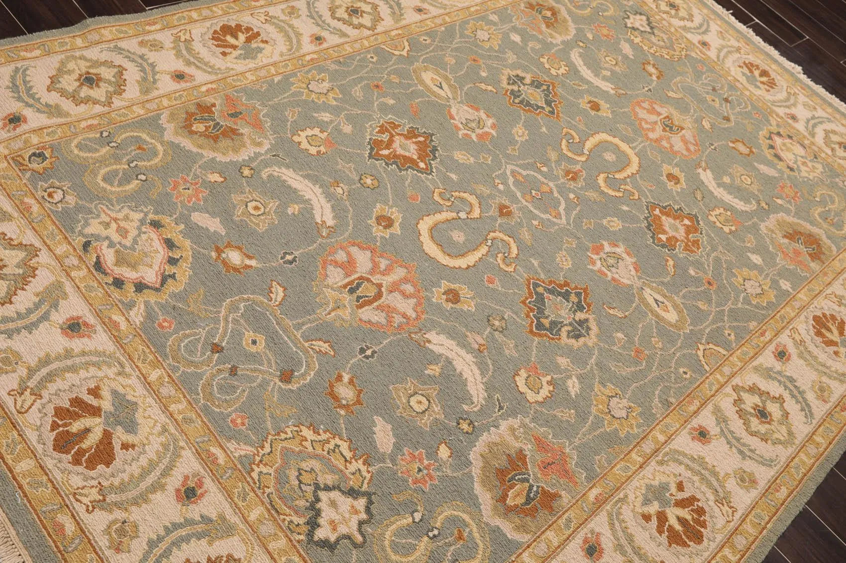 6'1'' x 9' Hand Knotted Wool Oushak Traditional Area Rug Slate - Image 4